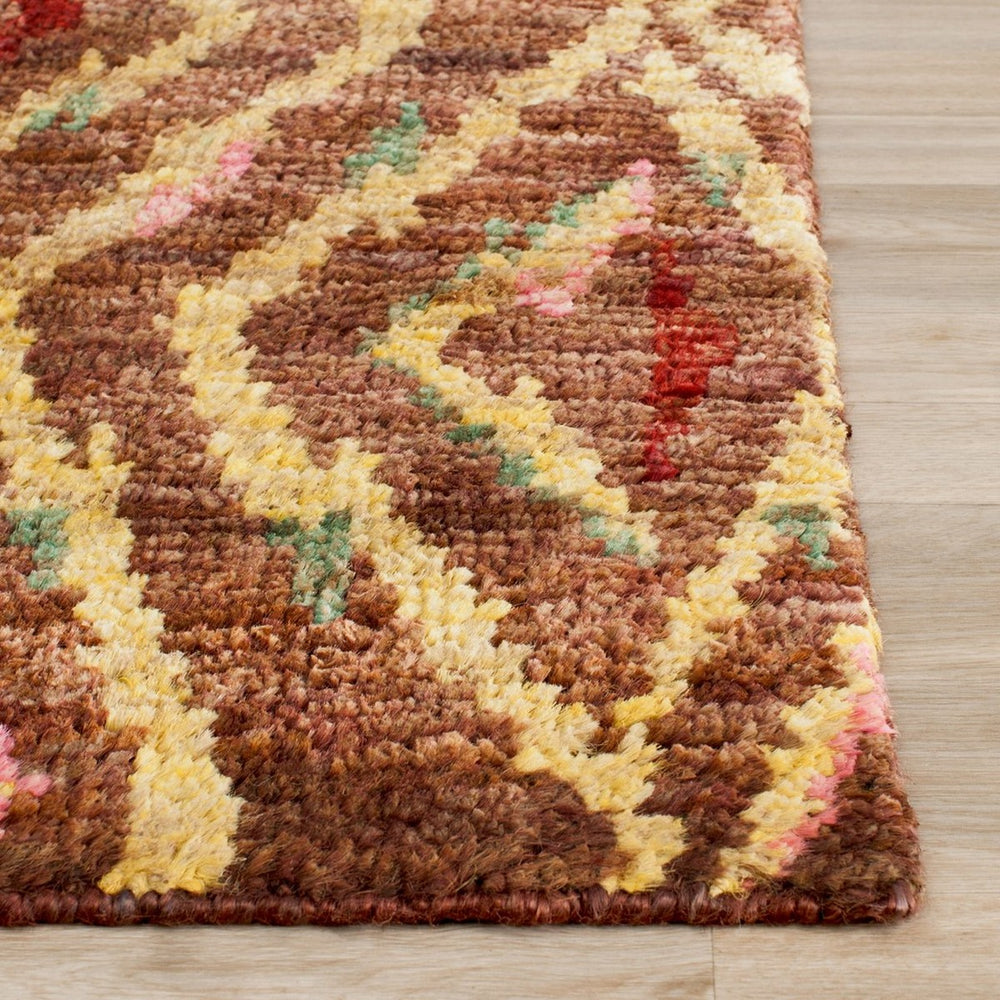 Bohemian 637  Hand Knotted 100% Jute Pile Rug Brown / Gold