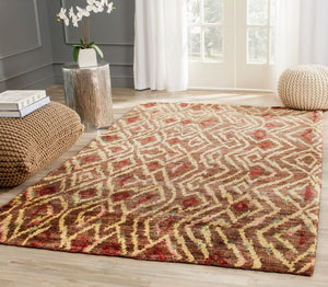 Bohemian 637  Hand Knotted 100% Jute Pile Rug Brown / Gold