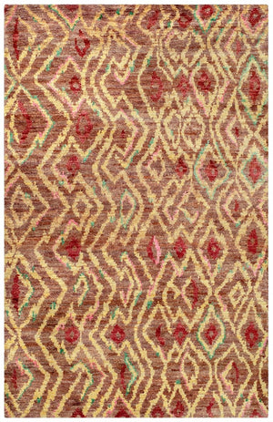 Bohemian 637  Hand Knotted 100% Jute Pile Rug Brown / Gold