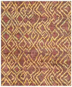 Bohemian 637  Hand Knotted 100% Jute Pile Rug Brown / Gold