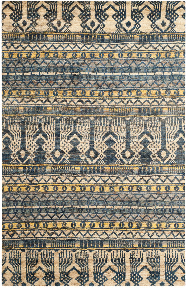 Bohemian 648  Hand Knotted 100% Jute Pile Rug Blue
