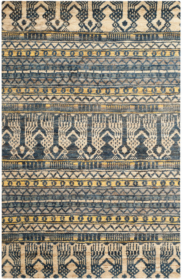 Bohemian 648  Hand Knotted 100% Jute Pile Rug Blue