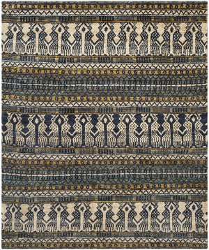 Bohemian 648  Hand Knotted 100% Jute Pile Rug Blue