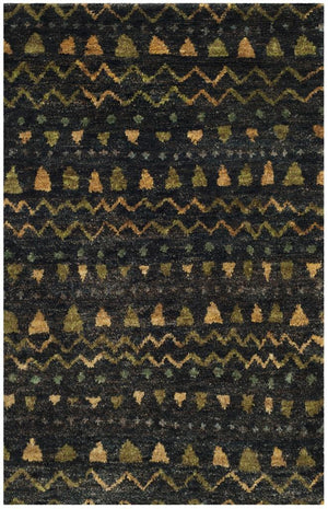 Bohemian 653  Hand Knotted 100% Jute Pile Rug Black / Gold