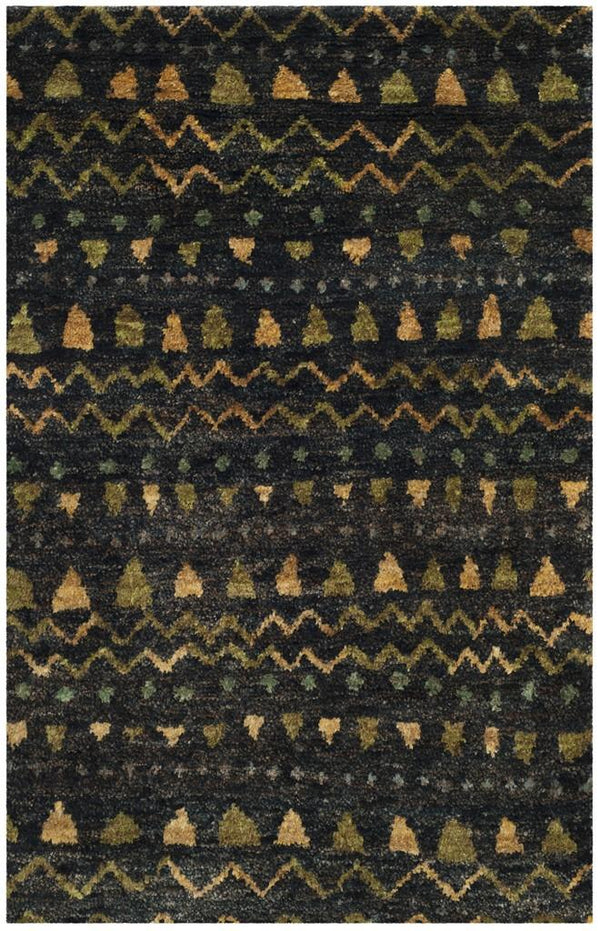 Bohemian 653  Hand Knotted 100% Jute Pile Rug Black / Gold