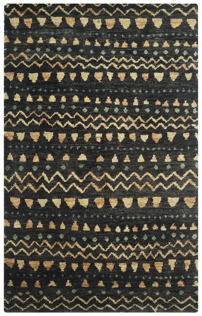 Bohemian 653  Hand Knotted 100% Jute Pile Rug Black / Gold