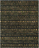 Bohemian 653  Hand Knotted 100% Jute Pile Rug Black / Gold