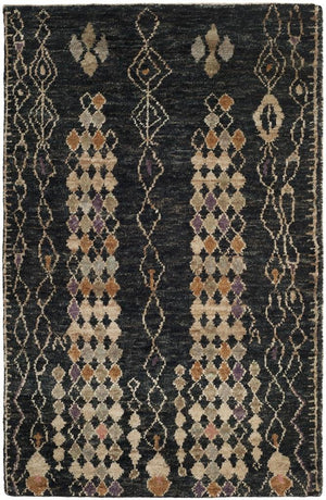 Bohemian 664  Hand Knotted 100% Jute Pile Rug Black / Beige
