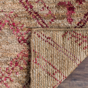 Bohemian 666  Hand Knotted 90% Jute, 10% Cotton Rug Natural / Red