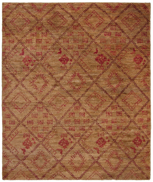 Bohemian 666  Hand Knotted 90% Jute, 10% Cotton Rug Natural / Red
