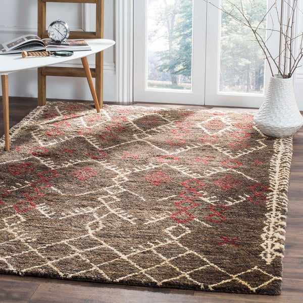 Bohemian 668  Hand Knotted 90% Jute, 10% Cotton Rug Dark Brown / Multi