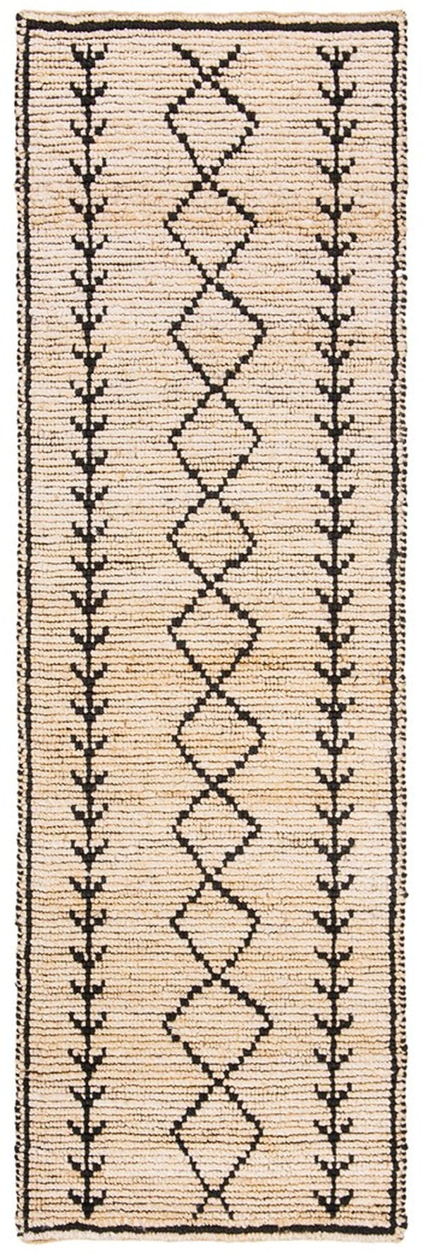 Bohemian 701  Hand Woven 80% Jute & 20% Cotton Rug Ivory / Black