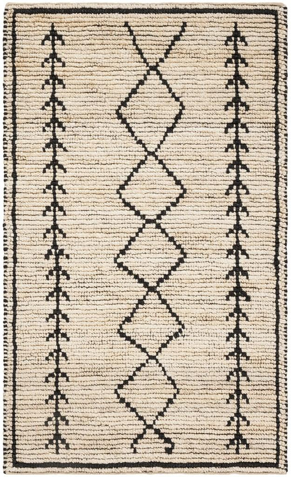 Bohemian 701  Hand Woven 80% Jute & 20% Cotton Rug Ivory / Black