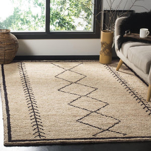 Bohemian 701  Hand Woven 80% Jute & 20% Cotton Rug Ivory / Black