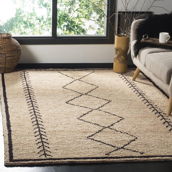 Bohemian 701  Hand Woven Jute Rug Ivory / Black