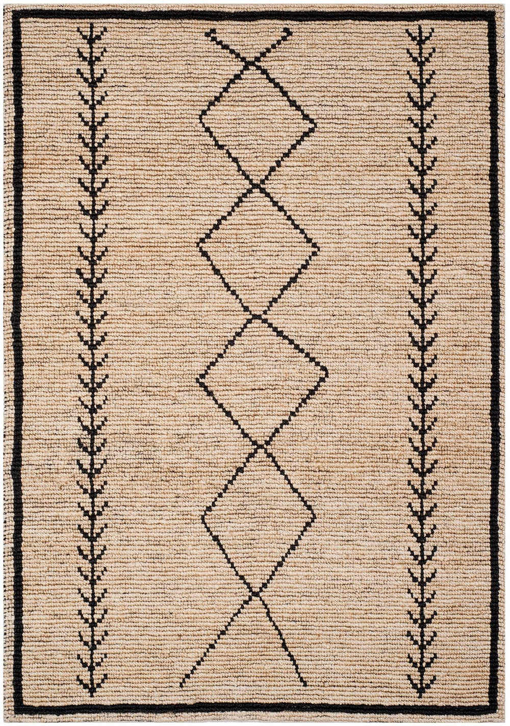 Bohemian 701  Hand Woven 80% Jute & 20% Cotton Rug Ivory / Black