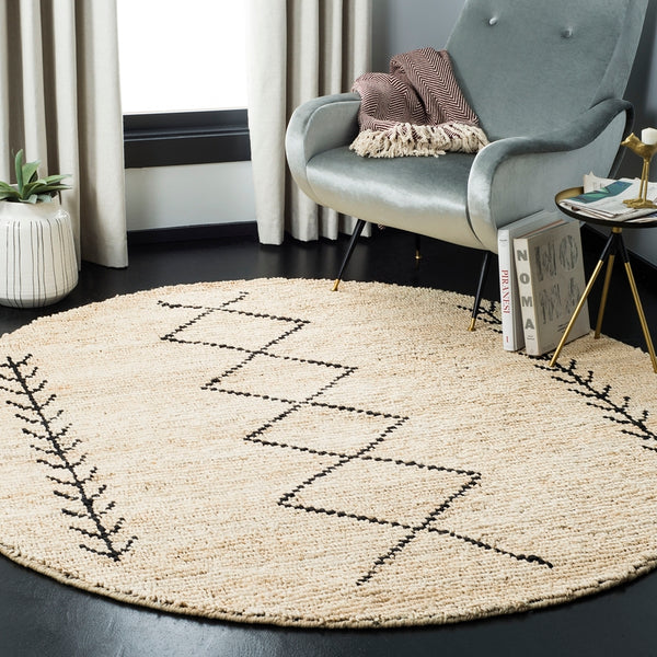 Bohemian 701  Hand Woven 80% Jute & 20% Cotton Rug Ivory / Black
