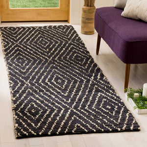 Bohemian 702  Hand Woven Jute Rug Black / Ivory