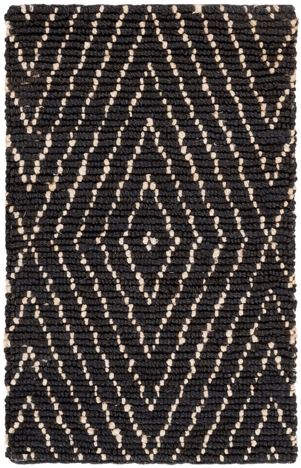Bohemian 702  Hand Woven Jute Rug Black / Ivory