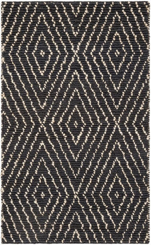 Bohemian 702  Hand Woven Jute Rug Black / Ivory