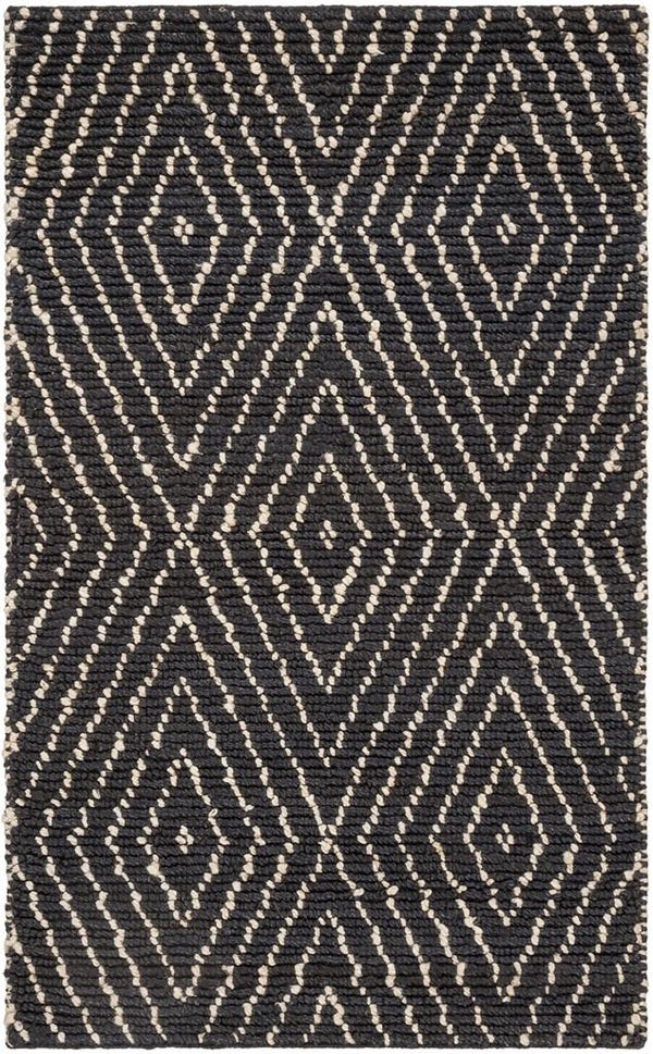 Bohemian 702  Hand Woven Jute Rug Black / Ivory