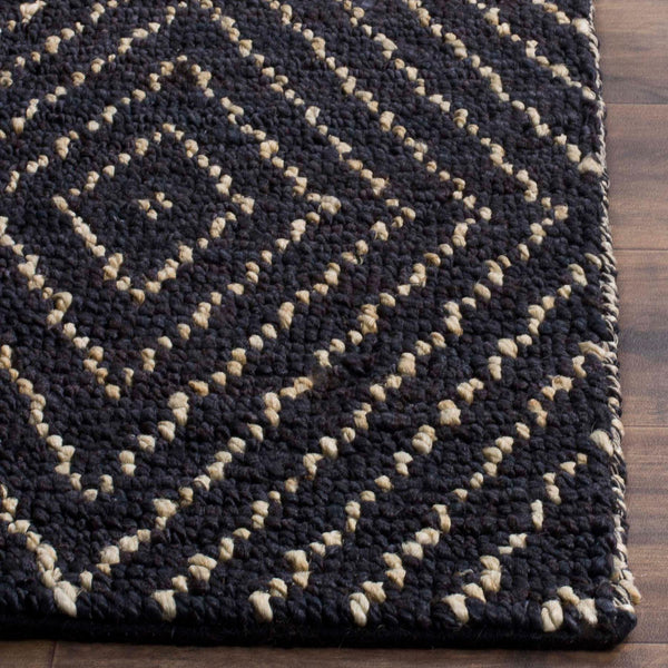Bohemian 702  Hand Woven Jute Rug Black / Ivory