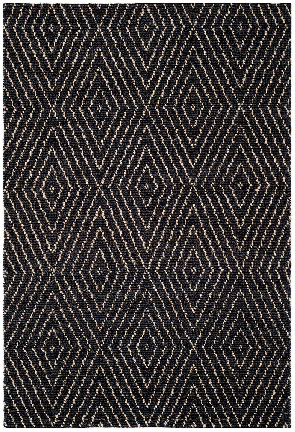 Bohemian 702  Hand Woven Jute Rug Black / Ivory