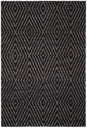 Bohemian 702  Hand Woven Jute Rug Black / Ivory