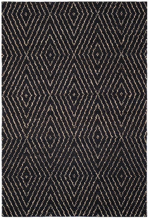 Bohemian 702  Hand Woven Jute Rug Black / Ivory