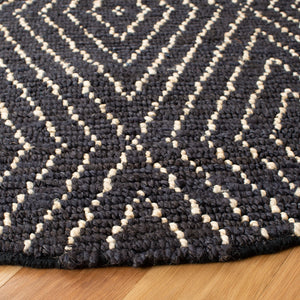 Bohemian 702  Hand Woven Jute Rug Black / Ivory