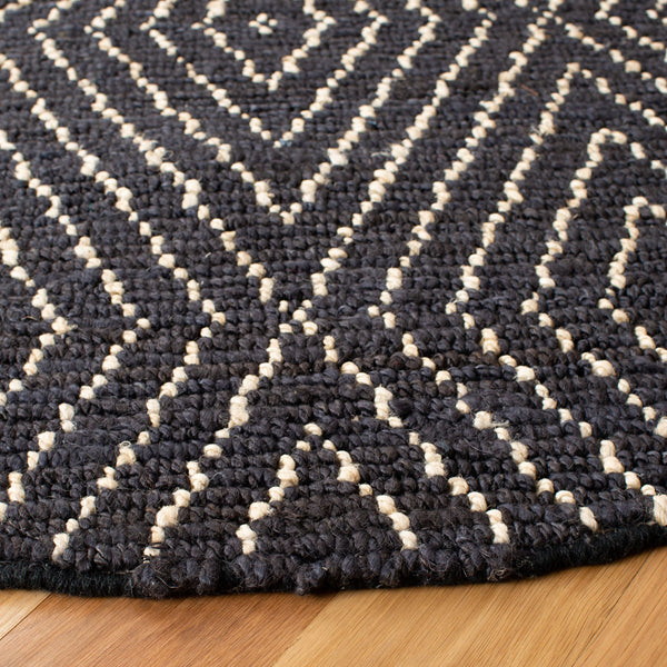 Bohemian 702  Hand Woven Jute Rug Black / Ivory