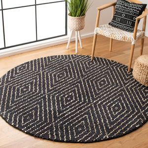 Bohemian 702  Hand Woven Jute Rug Black / Ivory