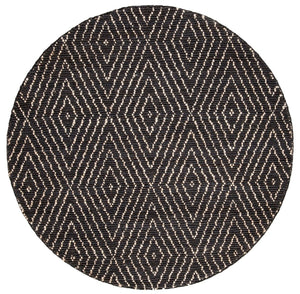 Bohemian 702  Hand Woven Jute Rug Black / Ivory