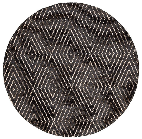 Bohemian 702  Hand Woven Jute Rug Black / Ivory
