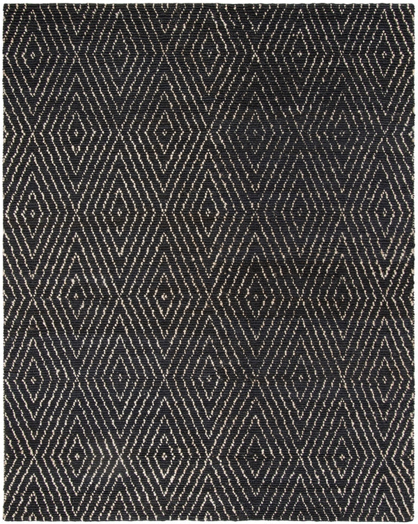 Bohemian 702  Hand Woven Jute Rug Black / Ivory