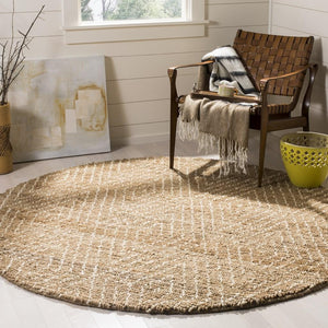 Bohemian 702  Hand Woven Jute Rug Natural / Ivory