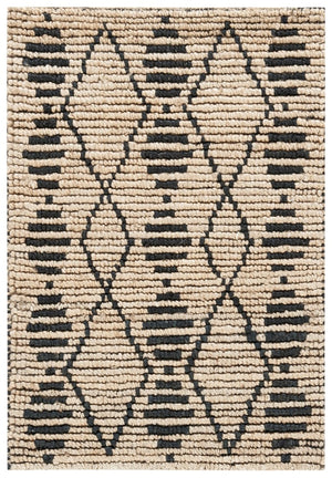 Bohemian 703 Traditional Hand Loomed Jute Pile Rug Beige / Black