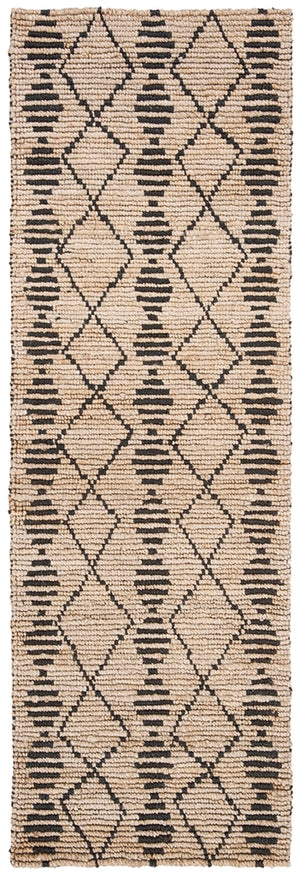 Bohemian 703 Traditional Hand Loomed Jute Pile Rug Beige / Black