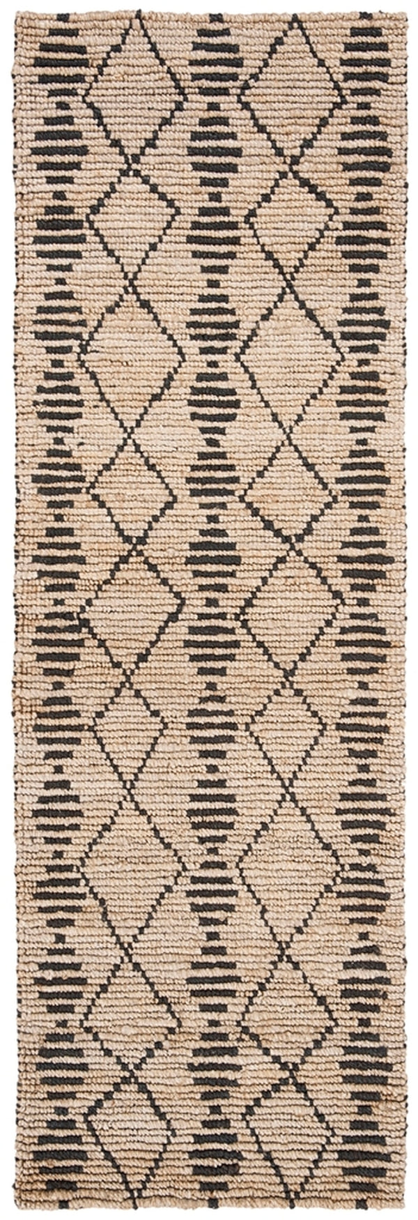 Bohemian 703 Traditional Hand Loomed Jute Pile Rug Beige / Black