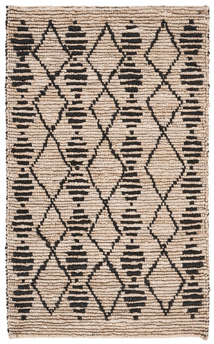 Bohemian 703 Traditional Hand Loomed Jute Pile Rug Beige / Black