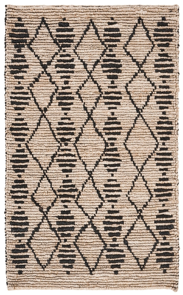 Bohemian 703 Traditional Hand Loomed Jute Pile Rug Beige / Black