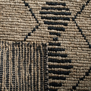 Bohemian 703 Traditional Hand Loomed Jute Pile Rug Beige / Black