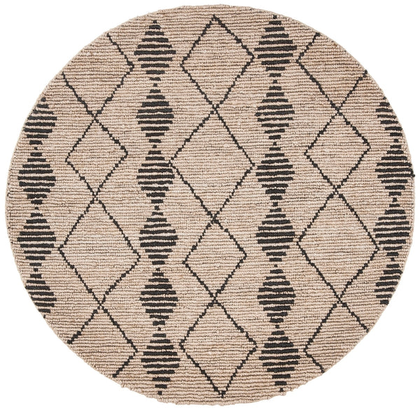 Bohemian 703 Traditional Hand Loomed Jute Pile Rug Beige / Black