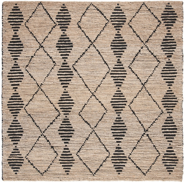 Bohemian 703 Traditional Hand Loomed Jute Pile Rug Beige / Black