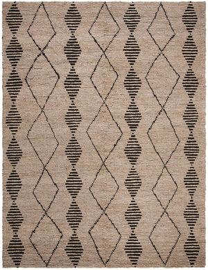 Bohemian 703 Traditional Hand Loomed Jute Pile Rug Beige / Black