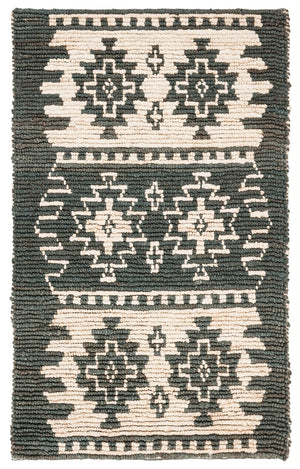 Bohemian 704 Traditional Hand Loomed Jute Pile Rug Grey / Beige