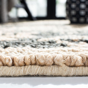 Bohemian 704 Traditional Hand Loomed Jute Pile Rug Grey / Beige