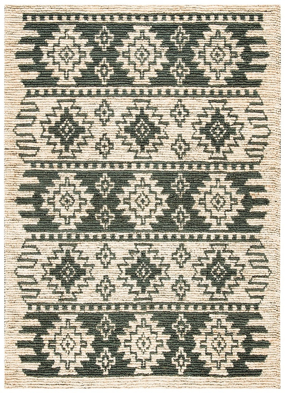 Bohemian 704 Traditional Hand Loomed Jute Pile Rug Grey / Beige