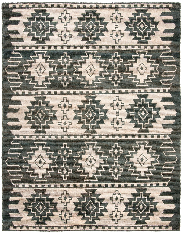 Bohemian 704 Traditional Hand Loomed Jute Pile Rug Grey / Beige