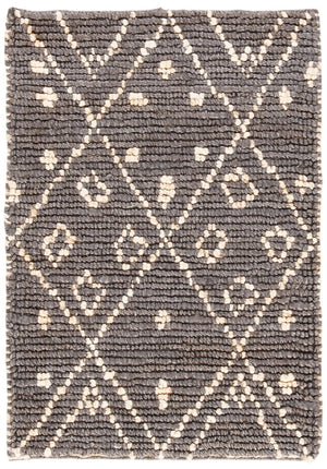 Bohemian 705 Traditional Hand Loomed Jute Pile Rug Grey / White
